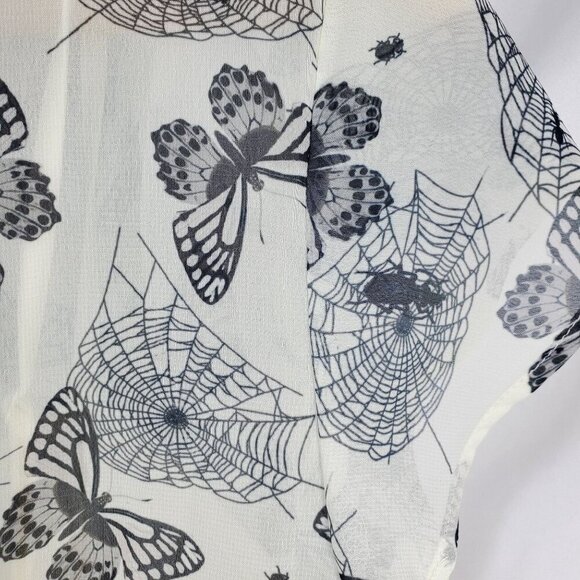 Hell Bunny White Black Fit & Flare Dress Spiderweb Butterflies Sz SM (C-8) - Picture 5 of 14